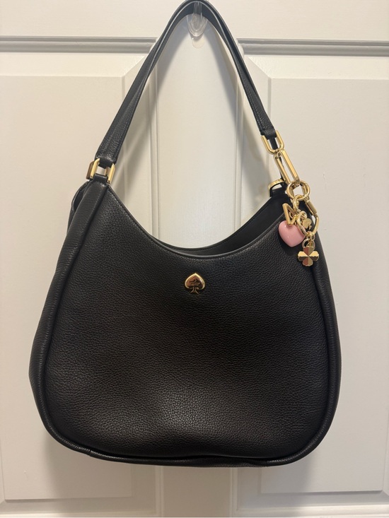kate spade Handbags - kate spade Black Pebbled Leather Shoulder Hobo with Heart Charm